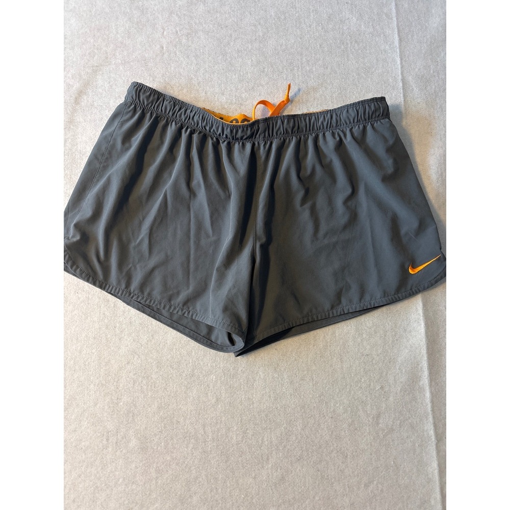 Nike Mens Dri-FIT Running Shorts Charcoalβ Grey Orange XL Just Do It Waistband